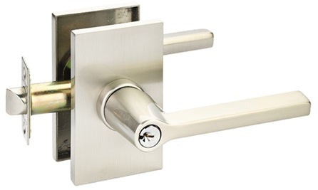 Emtek Helios Keyed Modern Lever with Modern Rectangular Rosette