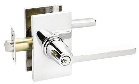 Emtek Helios Keyed Modern Lever with Modern Rectangular Rosette