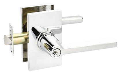 Emtek Helios Keyed Modern Lever with Modern Rectangular Rosette