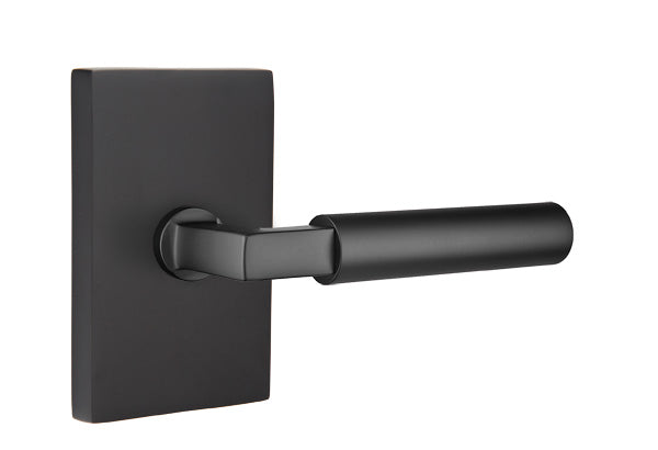 Emtek Brass Hercules Lever Flat Black-Modern Rectangular Rosette