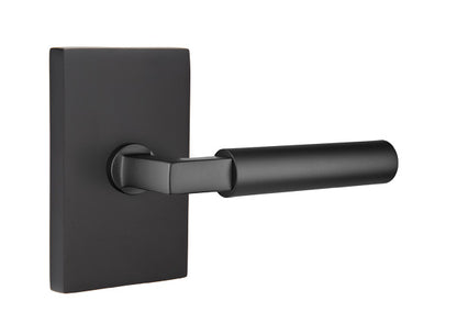 Emtek Brass Hercules Lever Flat Black-Modern Rectangular Rosette
