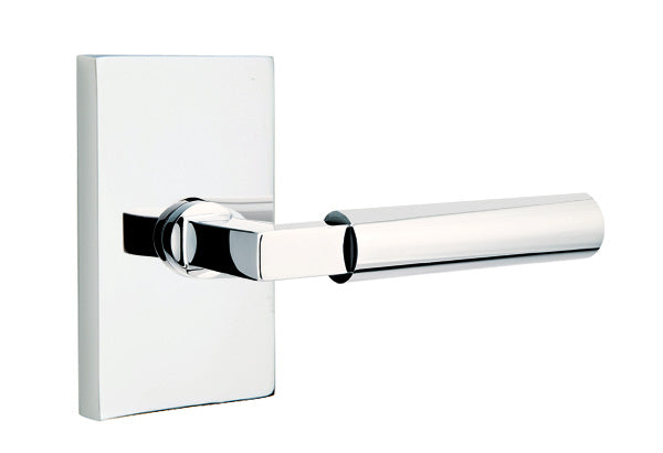 Emtek Brass Hercules Lever Polished Chrome-Modern Rectangular Rosette 