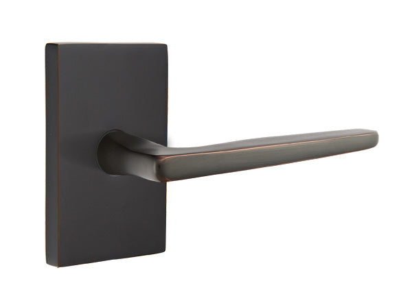 Emtek Brass Hermes Lever Oil Rubbed Bronze-Modern Rectangular Rosette