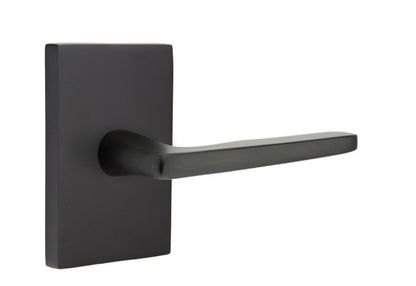 Emtek Brass Hermes Lever Flat Black-Modern Rectangular Rosette