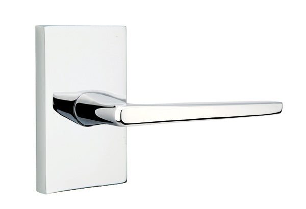 Emtek Brass Hermes Lever Polished Chrome-Modern Rectangular Rosette