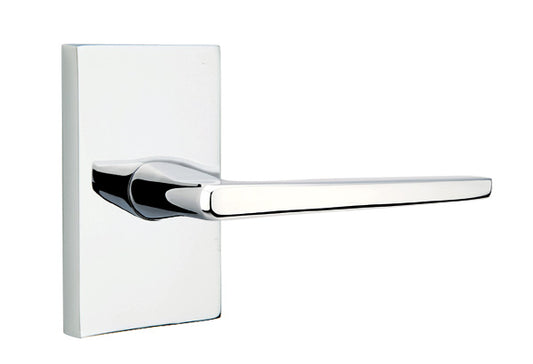 Emtek Brass Hermes Lever Polished Chrome-Modern Rectangular Rosette