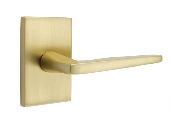 Emtek Brass Hermes Lever Satin Brass-Modern Rectangular Rosette