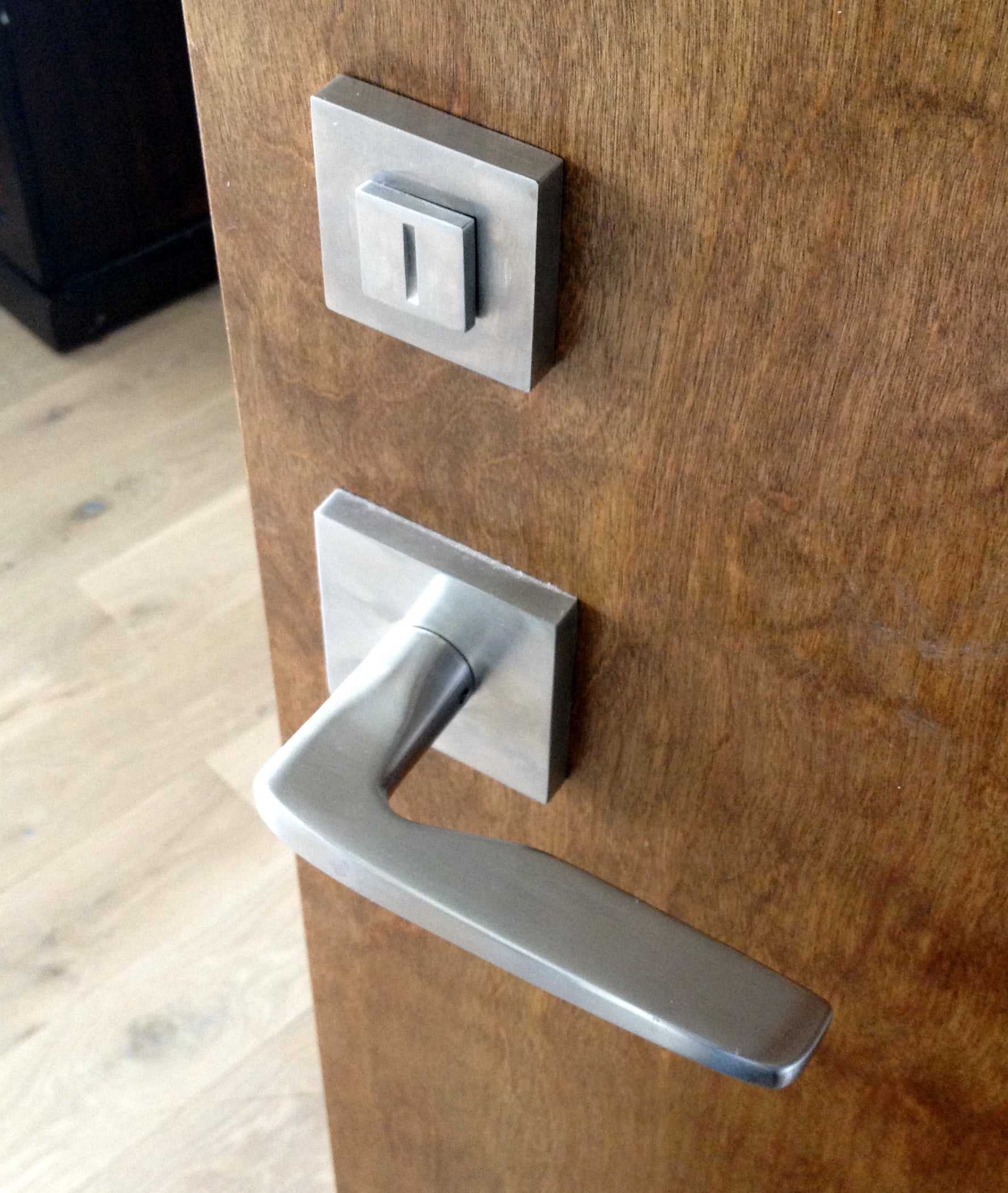Linnea TPER-200-S in satin stainless steel shown with Emtek Hermes Lever