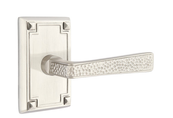 Emtek Hammered Lever with Rectangular Rosette - Satin Nickel