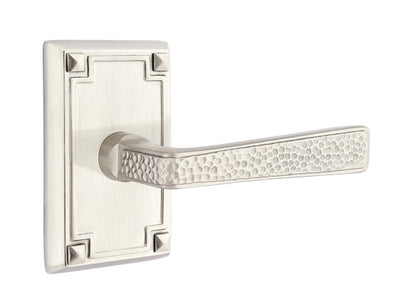 Emtek Hammered Lever with Rectangular Rosette - Satin Nickel