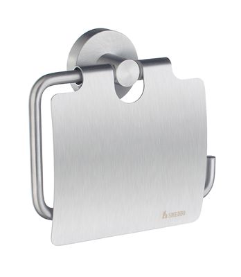 Smedbo Home Collection Toilet Roll Euro Holder with Lid HS3414 Brushed Chrome