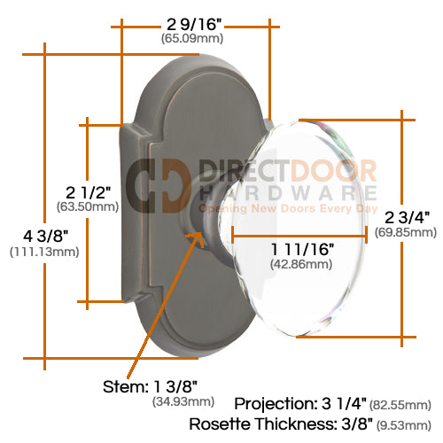 Emtek Sandcast Hampton Door Knob with Style 1 Rosette
