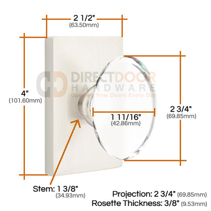 Emtek Hampton Door Knob with Modern Rectangular Rosette