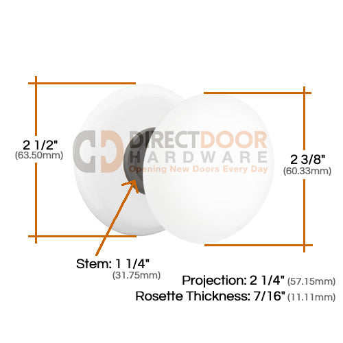 Emtek Ice White Knob With Porcelain Rosette