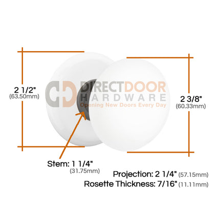 Emtek Ice White Knob With Porcelain Rosette