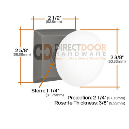 Emtek Ice White Knob with Quincy Rosette