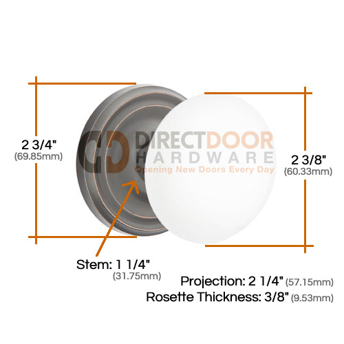 Emtek Ice White Knob with Regular Rosette