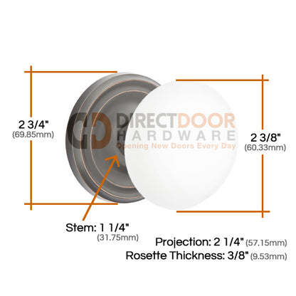 Emtek Ice White Knob with Regular Rosette