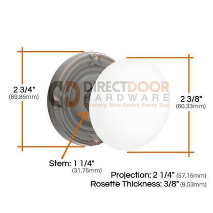 Emtek Ice White Knob with Ribbon & Reed Rosette