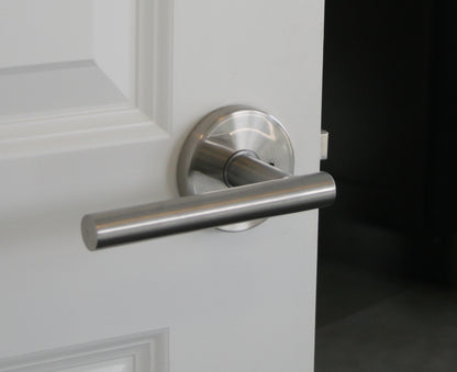 Sure-Loc Juneau Lever on Door - Satin Stainless