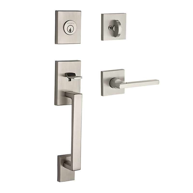 La Jolla Handleset Shown in Satin Nickel