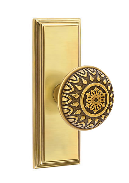 Emtek Lancaster Knob with Wilshire Sideplate