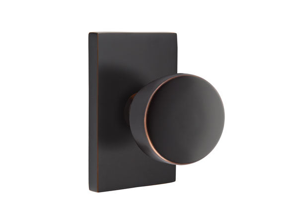 Emtek Laurent Door Knob with Modern Rectangular Rosette