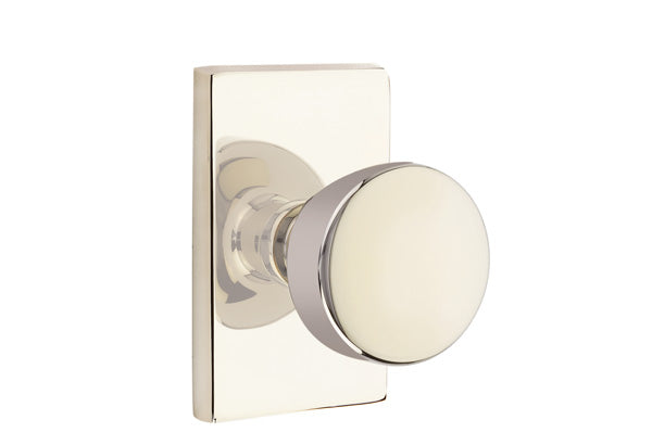 Emtek Laurent Door Knob with Modern Rectangular Rosette