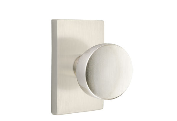 Emtek Laurent Door Knob with Modern Rectangular Rosette