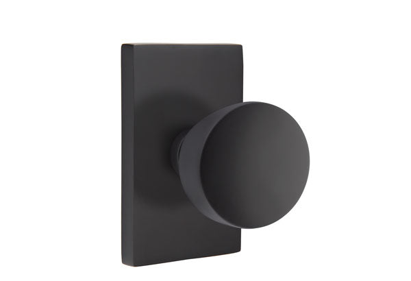 Emtek Laurent Door Knob with Modern Rectangular Rosette