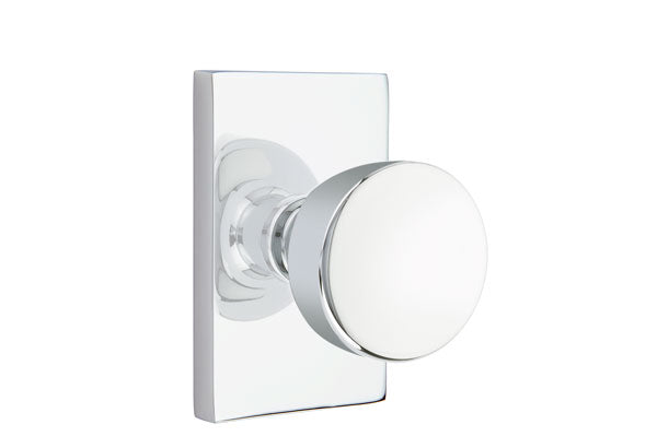 Emtek Laurent Door Knob with Modern Rectangular Rosette
