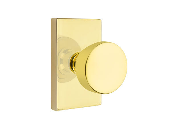 Emtek Laurent Door Knob with Modern Rectangular Rosette
