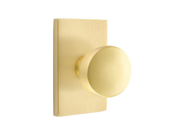 Emtek Laurent Door Knob with Modern Rectangular Rosette