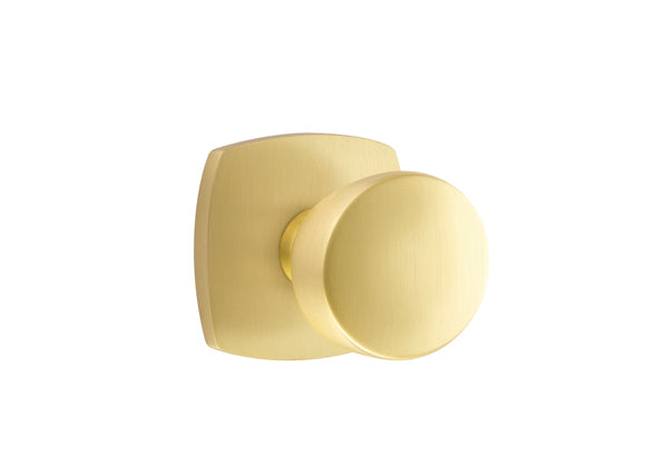 Emtek Laurent Door Knob with Urban Modern Rosette in Satin Nickel