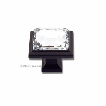 Legacy Crystal Square Knob 1 5/16 Inch Matte Black