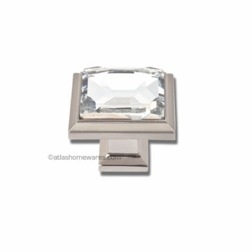 Legacy Crystal Square Knob 1 5/16 Inch Brushed Nickel