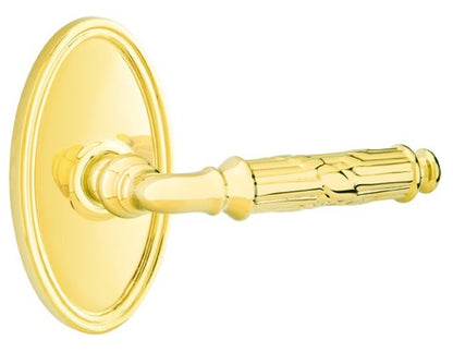 Emtek Ribbon and Reed Lever Lifetime Brass-Oval Rosette