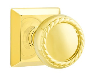 Emtek Rope Knob Lifetime Brass Rectangular Rosette