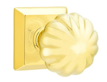 Emtek Melon Knob with Quincy Rosette - Polished Brass