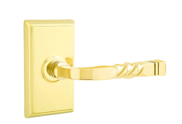 Emtek Santa Fe Lever Lifetime Brass- Rectangular Rosette