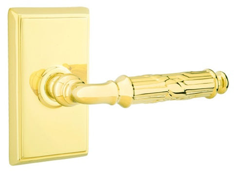 Emtek Ribbon and Reed Lever Lifetime Brass-Rectangular Rosette