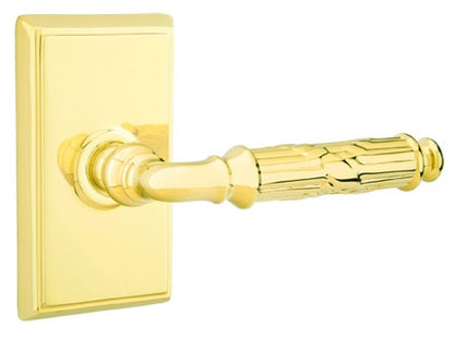 Emtek Ribbon and Reed Lever Lifetime Brass-Rectangular Rosette