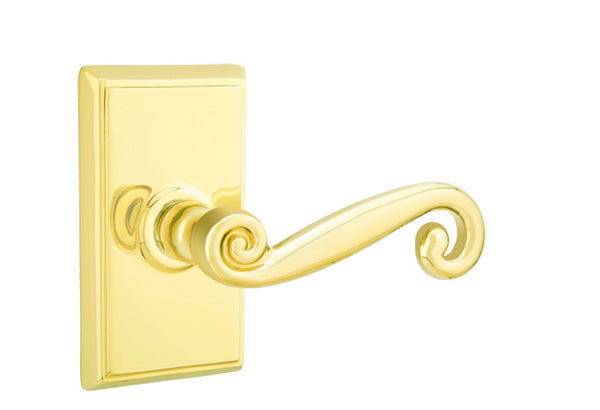 Emtek Rustic Lever Lifetime Brass-Rectangular Rosette