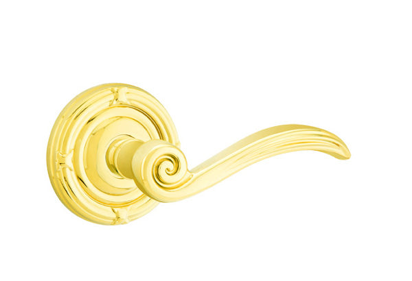 Emtek Elan Lever Lifetime Brass-Ribbon and Reed Rosette