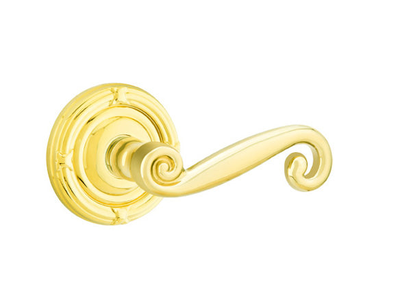 Emtek Rustic Lever Lifetime Brass-Ribbon and Reed Rosette