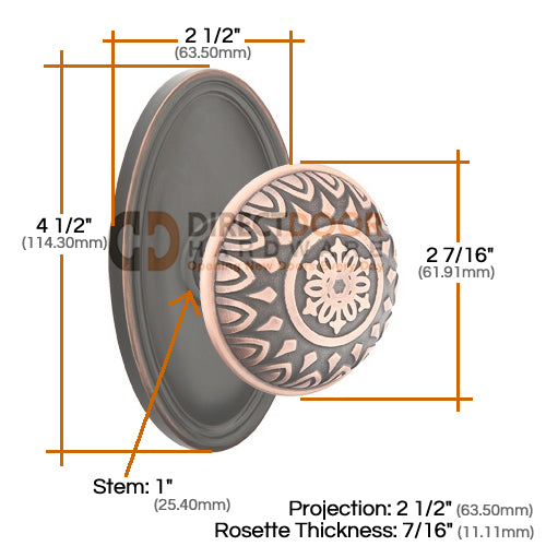 Emtek Lancaster Knob Specs Oval Rosette