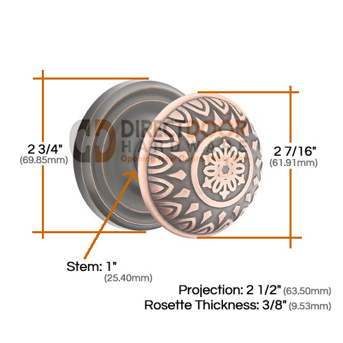 Emtek Lancaster Knob Specs Regular Rosette