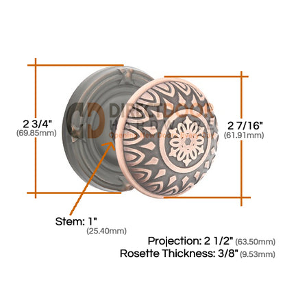 Emtek Lancaster Knob Specs Ribbon and Reed Rosette