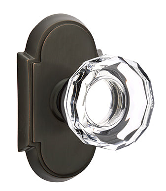 Emtek Lowell Crystal Knob with Style 8 Rosette - Oil Rubbed Bronze