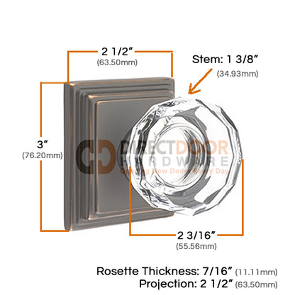 Emtek Lowell Crystal Knob with Wilshire Rosette